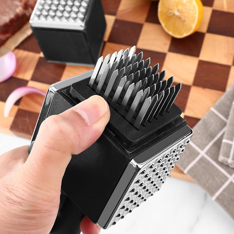 3-in-1 Heavy-Duty 42 Stainless Steel Meat Tenderizer Mallet Tool with Ultra-Sharp Needle Blades, Dual-Function Hammer Pounder for Steak, Chicken, BBQ Kitchenware Utensils, Easy Maintenance
