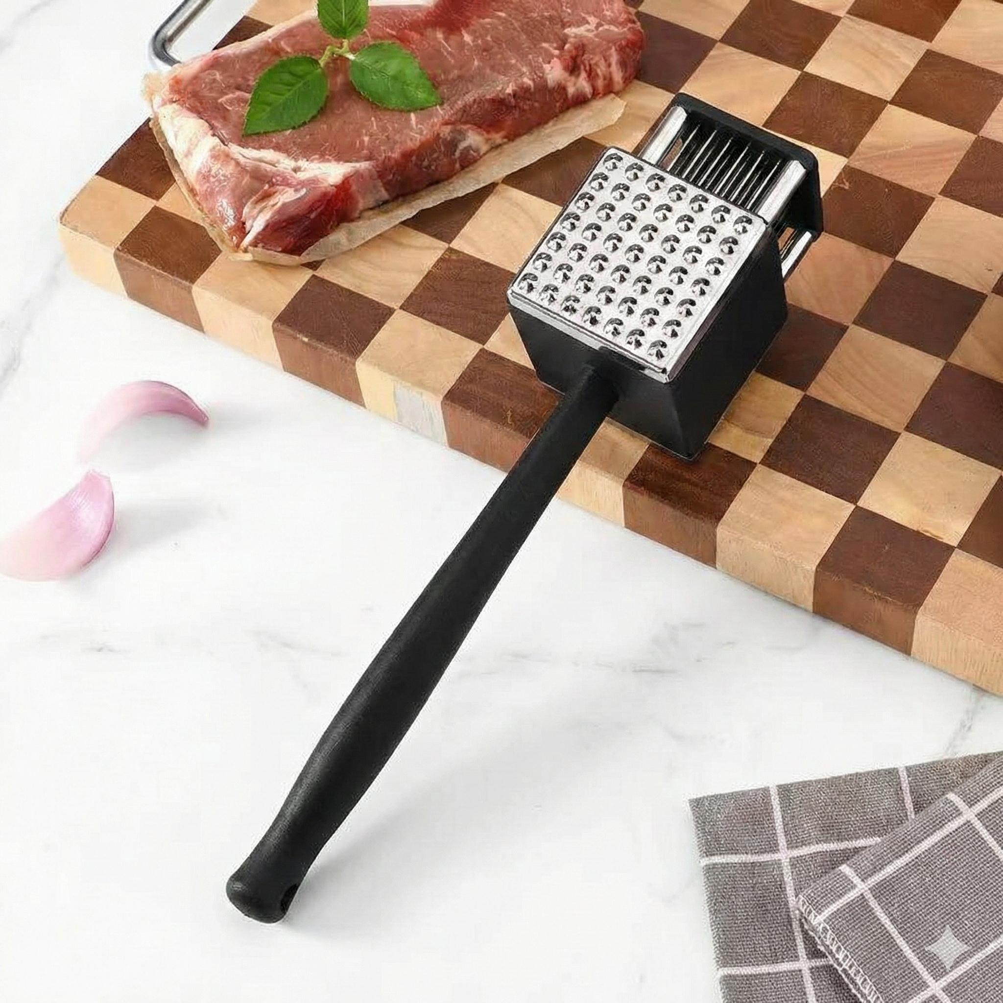 3-in-1 Heavy-Duty 42 Stainless Steel Meat Tenderizer Mallet Tool with Ultra-Sharp Needle Blades, Dual-Function Hammer Pounder for Steak, Chicken, BBQ Kitchenware Utensils, Easy Maintenance